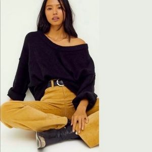 New Free People Brookside Tunic sweater Black M NWT